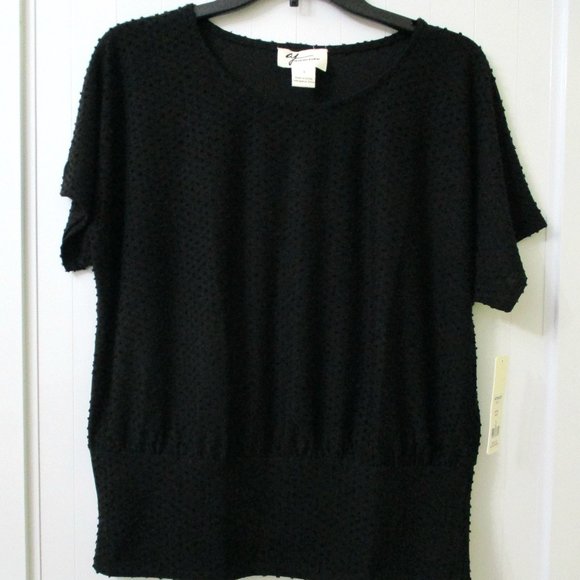 Andrea Jovine Black Swiss Dot Dolman Top Size S - Picture 1 of 5